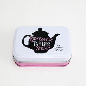 Emergency stash tea bag tin